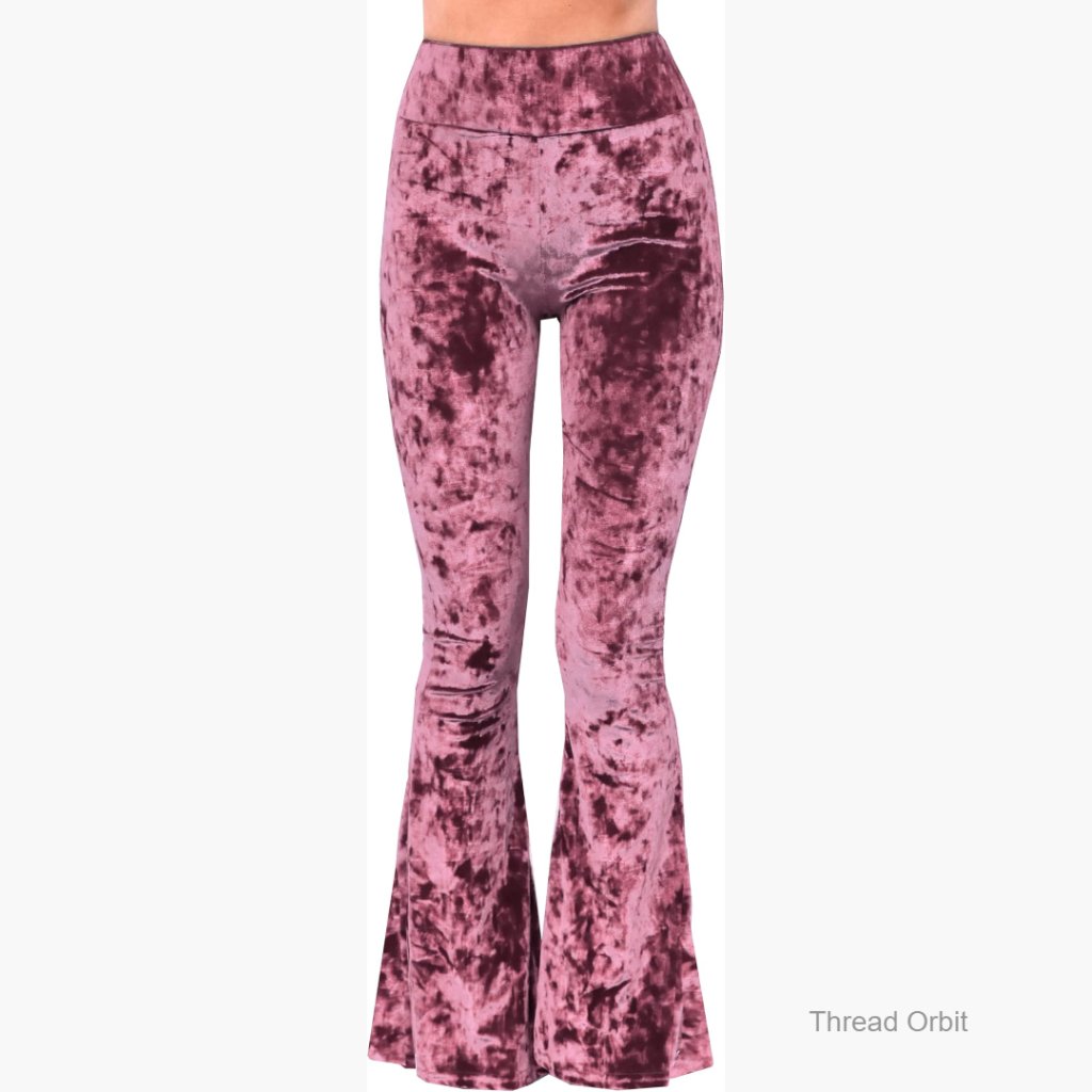 Crushed Velvet High Waisted Flare Pants Soft Stretch Yoga Loungewear